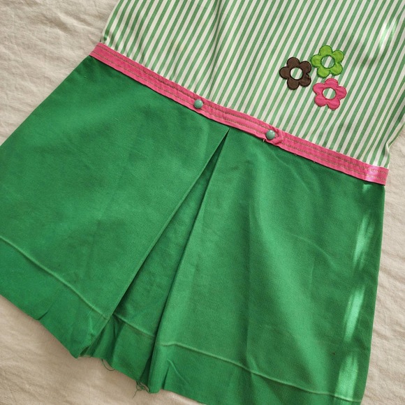 Vintage 70s Striped Flower Applique Dress kids 8/10 - Picture 3 of 8